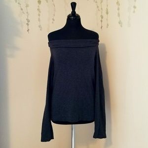 JAMES PERSE Off Shoulder Long Sleeve Top 3 BLUE